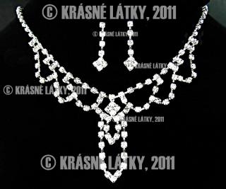 Svatební, plesový, zářivý křišťálový náhrdeník, naušnice - set
