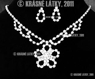 Svatební, plesový, zářivý křišťálový náhrdeník, naušnice - set