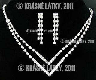 Svatební, plesový, zářivý křišťálový náhrdeník, naušnice - set