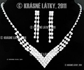 Svatební, plesový, zářivý křišťálový náhrdeník, naušnice - set
