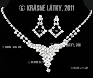 Svatební, plesový, zářivý křišťálový náhrdeník, naušnice - set