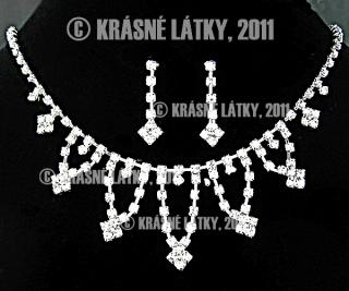Svatební, plesový, zářivý křišťálový náhrdeník, naušnice - set