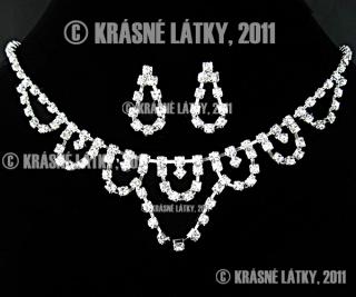 Svatební, plesový, zářivý křišťálový náhrdeník, naušnice - set