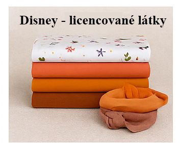 Disney licencovaná bavlněná látka – metráž s motivy Mickey Mouse, Frozen a dalších pohádek