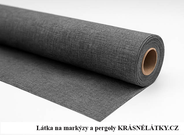 Role šedé voděodolné látky v metráži na markýzy