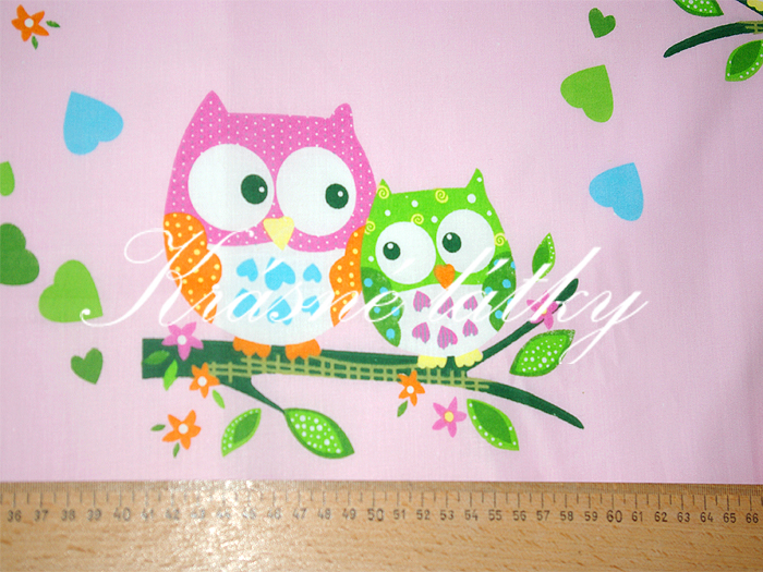 Sovy- š.160 cm 100% bavlna v pestrých b. na dětské výrobky a dekoraci zeleno-mod