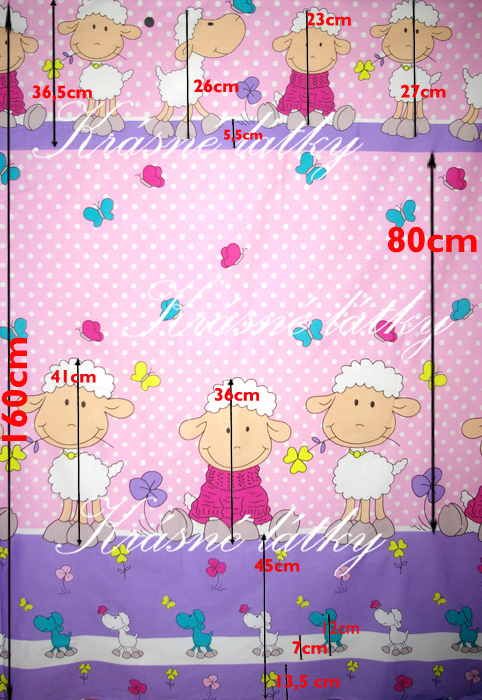 Značková metráž ovečky- velmi pěkný vzor a materiál/bytový textil, hladké plátno