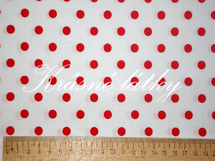 Černé puntíky 0,7cm- bílý  podklad š. 150cm