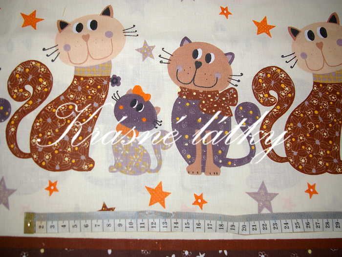 Vyprodáno Kočičky - 100% bavlna š. 160cm, hladké plátno na bytový textl R