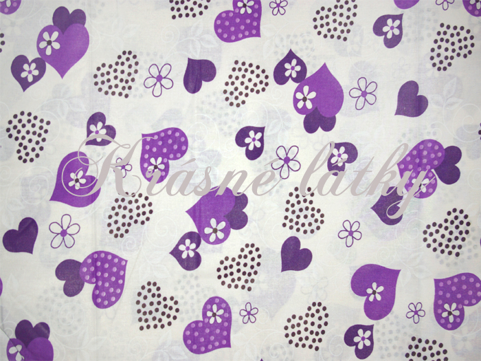 Srdce fialové provedení - 100% bavlna, š. 220 cm, 140 g/m2