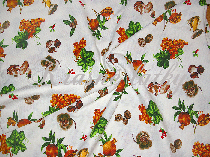 Vaflové piké Houby š.240 cm 100% bavlna, krásné barvy, krásná látka