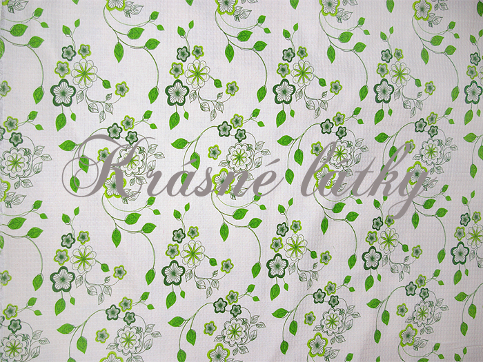 Vaflové piké Kvítek - zelené provedení š. 240cm 100% bavlna, krásná kvalita 