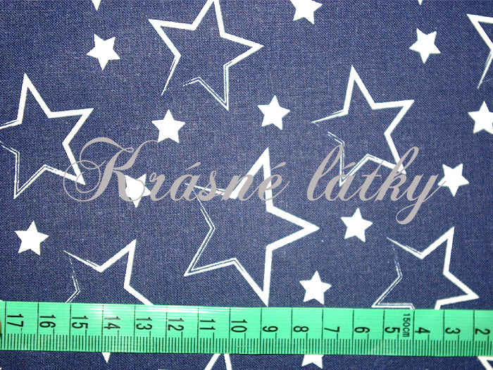 Kouzelnické hvězdy modrý podklad - 100% bavlna, š. 160 cm, 145 g/m2