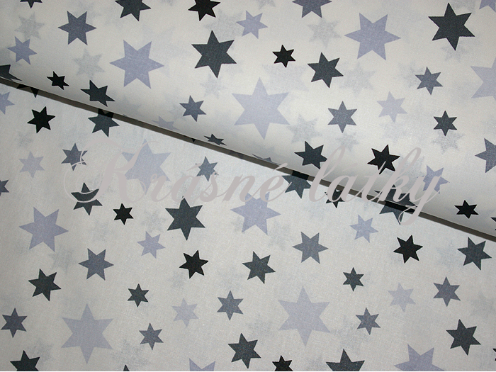 Hvězdy šedo šedé - 100% bavlna, š. 160 cm, 145 g/m2