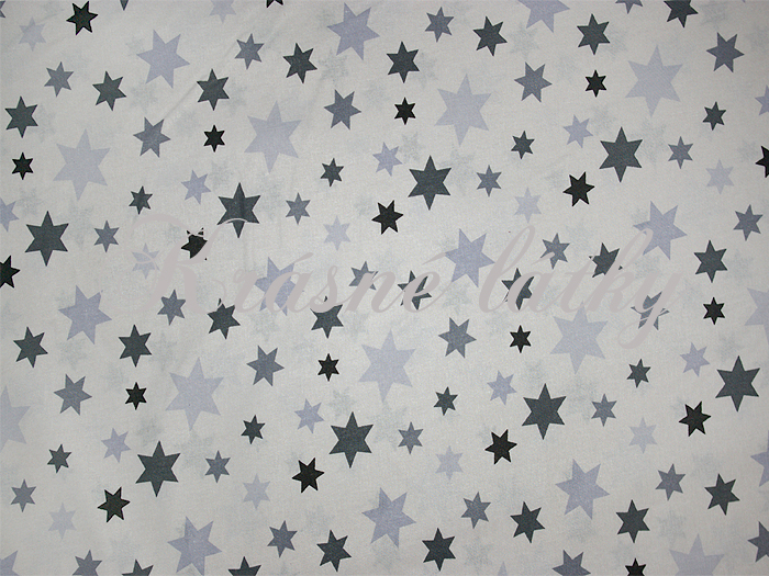 Hvězdy šedo šedé - 100% bavlna, š. 160 cm, 145 g/m2