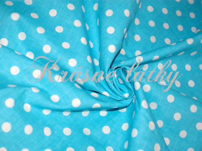 Bílé puntíky 1,1 cm zelený podklad - 100% bavlna, š. 160 cm, 130 g/m2