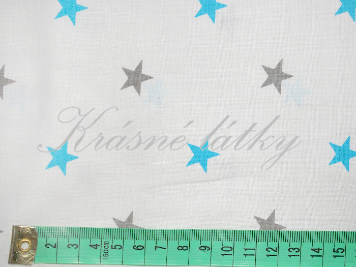 Hvězdy šedo růžové - 100% bavlna, š. 160cm, 120 g/m2