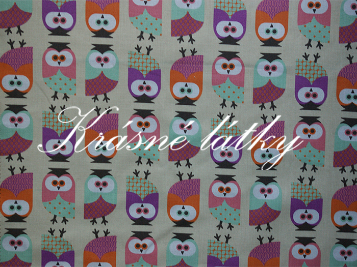 značková metráž v pěkné kvalitě Sovy- š.160 cm 100% bavlna