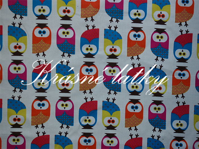 značková metráž v pěkné kvalitě Sovy- š.160 cm 100% bavlna