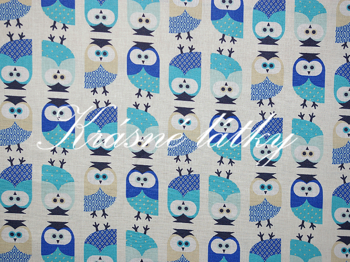značková metráž v pěkné kvalitě Sovy- š.160 cm 100% bavlna