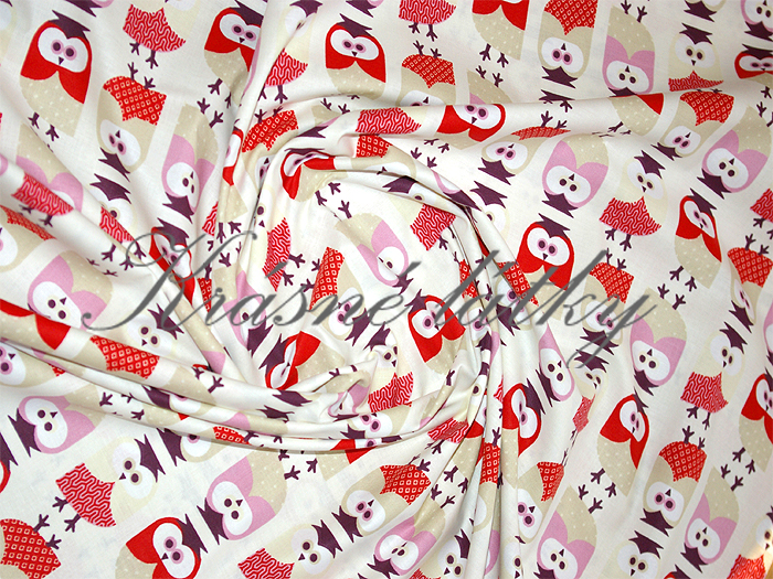 značková metráž v pěkné kvalitě Sovy- š.160 cm 100% bavlna