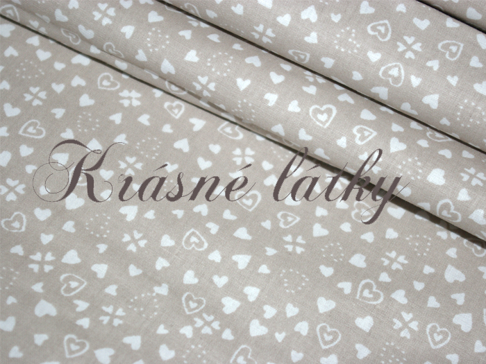 Srdíčka - modrý podklad š. 240cm 100% bavlna, krásné hladké plátno