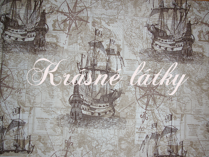 Lodě 100% bavlna šíře 220cm, krásná kvalita modrá