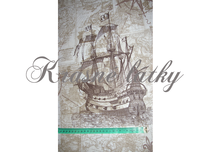 Lodě 100% bavlna šíře 220cm, krásná kvalita modrá