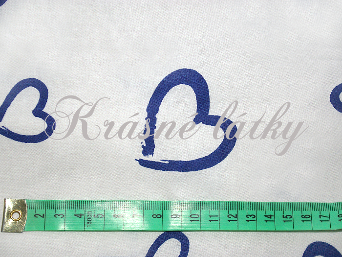 Srdíčka š. 160cm 100% bavlna bílo-šedé provedení, šedý podklad