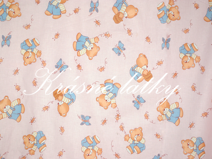 Medvídek na béžovém podkladu - 100% bavlna 