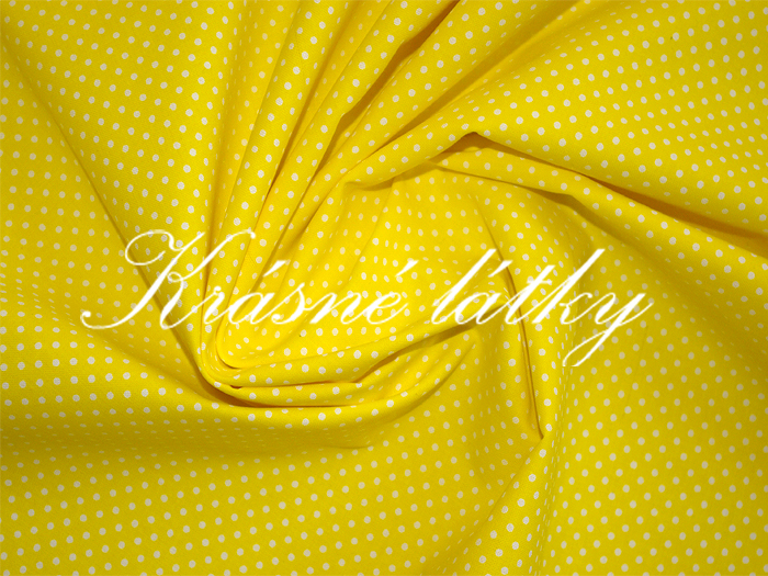 Drobné puntíky 2mm na žluté - 100 % bavlna, š. 150 cm, 130 g/m2 