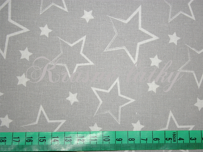 Kouzelnické hvězdy šedý podklad - 100% bavlna, š. 160 cm, 145 g/m2