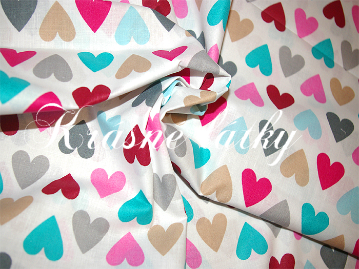 Srdíčka multicolor 2 š. 160cm 100% bavlna