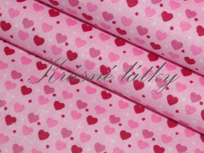 Velmi drobná srdíčka š. 140cm 100% bavlna růžové provedení, růžový podklad 