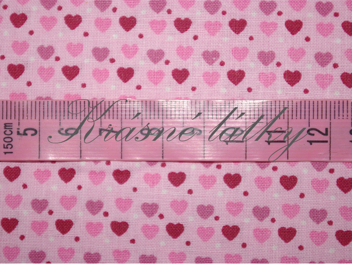 Velmi drobná srdíčka š. 140cm 100% bavlna růžové provedení, růžový podklad 