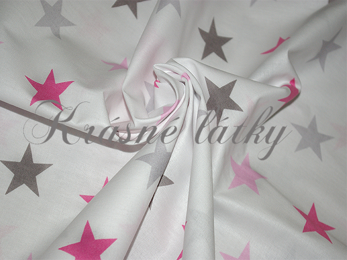 Malé hvězdy máta/šedá - 100% bavlna, š.160 cm, 135 g/m2 