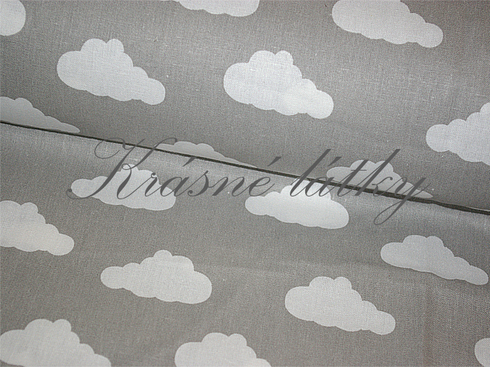 Obláčky bílé na černé, 100% bavlna, š. 160cm, 135gr/m2