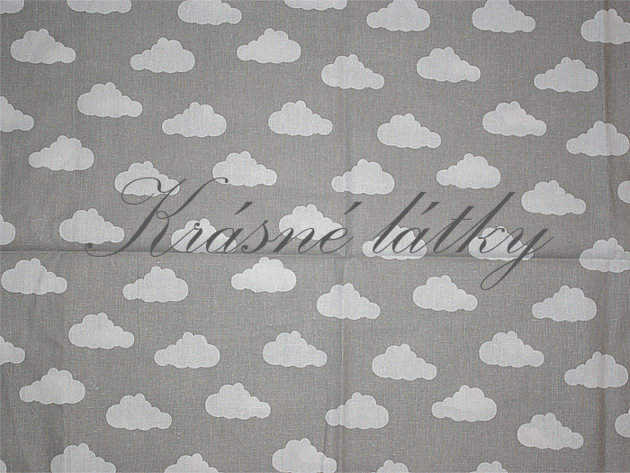 Obláčky šedé na bílé, 100% bavlna, š. 160cm, 135gr/m2 
