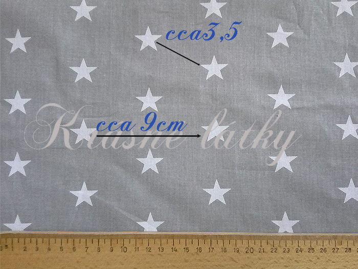 Hvězdy bílé na černé - 100% bavlna, š. 160 cm, 140 g/m2