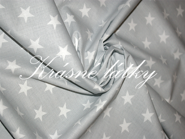 Hvězdy bílé na černé - 100% bavlna, š. 160 cm, 140 g/m2