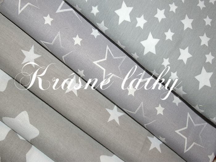 Hvězdy bílé na černé - 100% bavlna, š. 160 cm, 140 g/m2