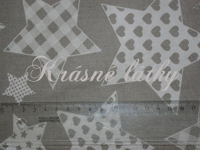 160x128cm II. jakost Hvězdy bílé-šedý podklad, hvězdičky 100% bavlna š.160cm 140gr/m2patchwork