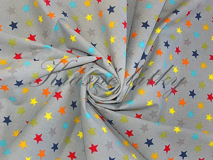 Barevné hvězdy š. 160 cm, pěkná kvalita, úplet