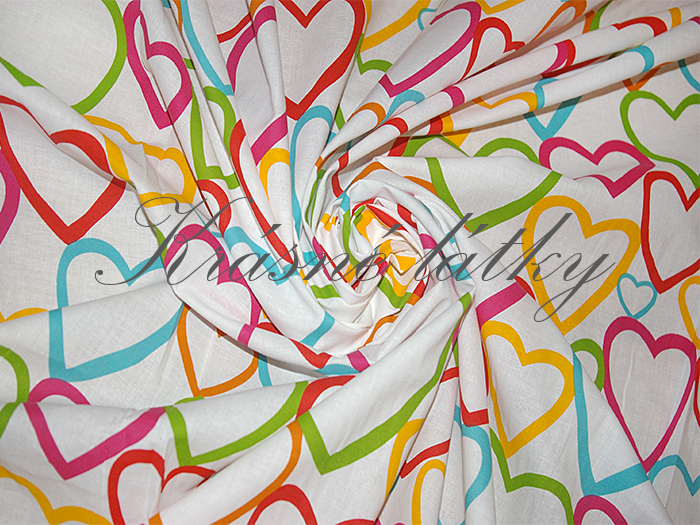 42cm Veselá srdíčka - 100% bavlněná látka