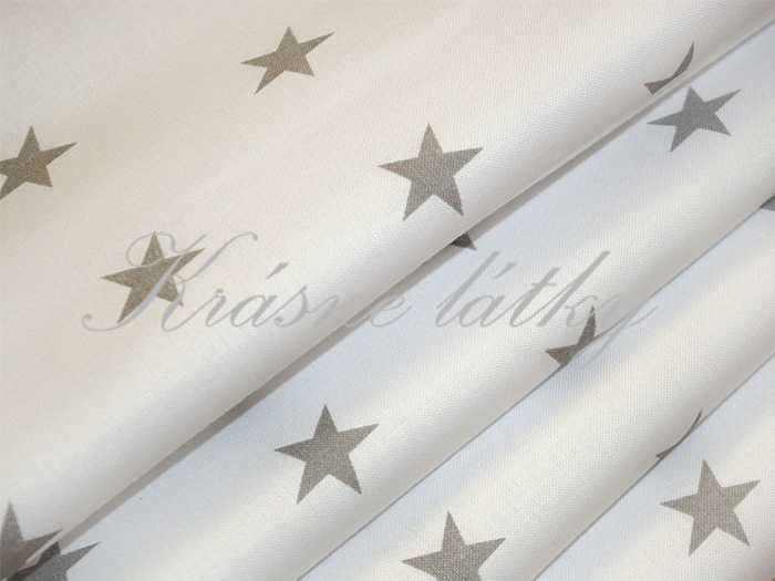 Mušelín Hvězdy šedé bílý podklad, hvězdičky 100% bavlna š.160cm 140gr/m2