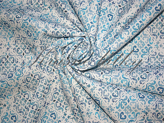 Modré ornamenty 2 - 100% bavlna, š. 160 cm, 150 g/m2