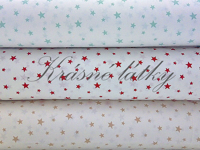 240 x 105 cm Růžové jasné hvězdy na bílé - 100% bavlna, š. 240cm, 140 g/m2