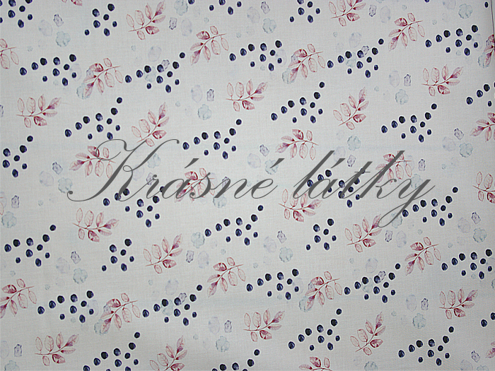 160 x 14 cm Lístky s kamínky š. 160 cm bavlna, 150 g/m2