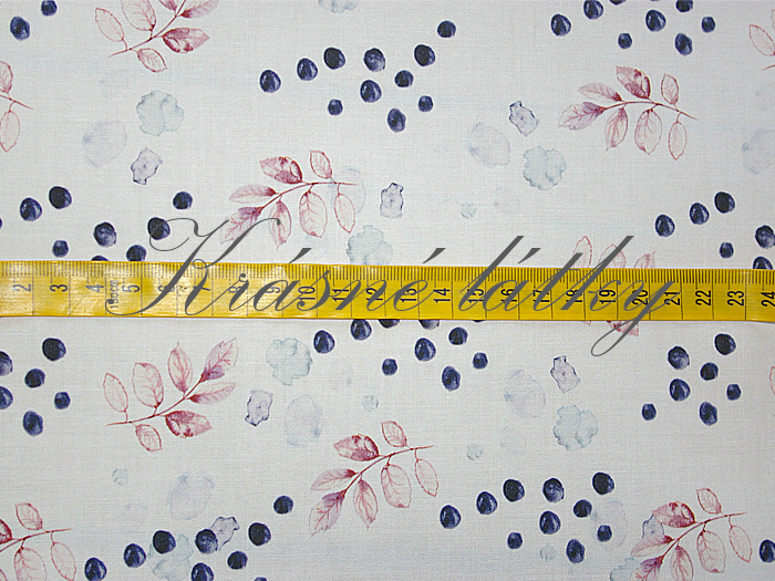 160 x 14 cm Lístky s kamínky š. 160 cm bavlna, 150 g/m2