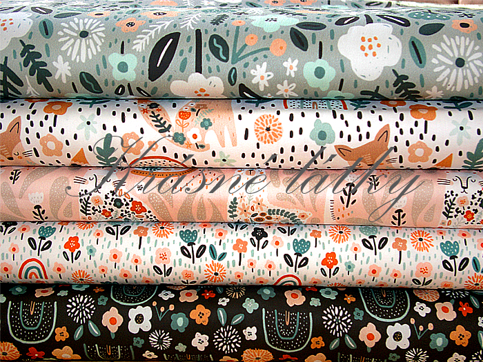 Duha šedo bílá s mráčky - 100% bavlna,  elastan, 150 g/m, bavlněné platno, látky metráž 